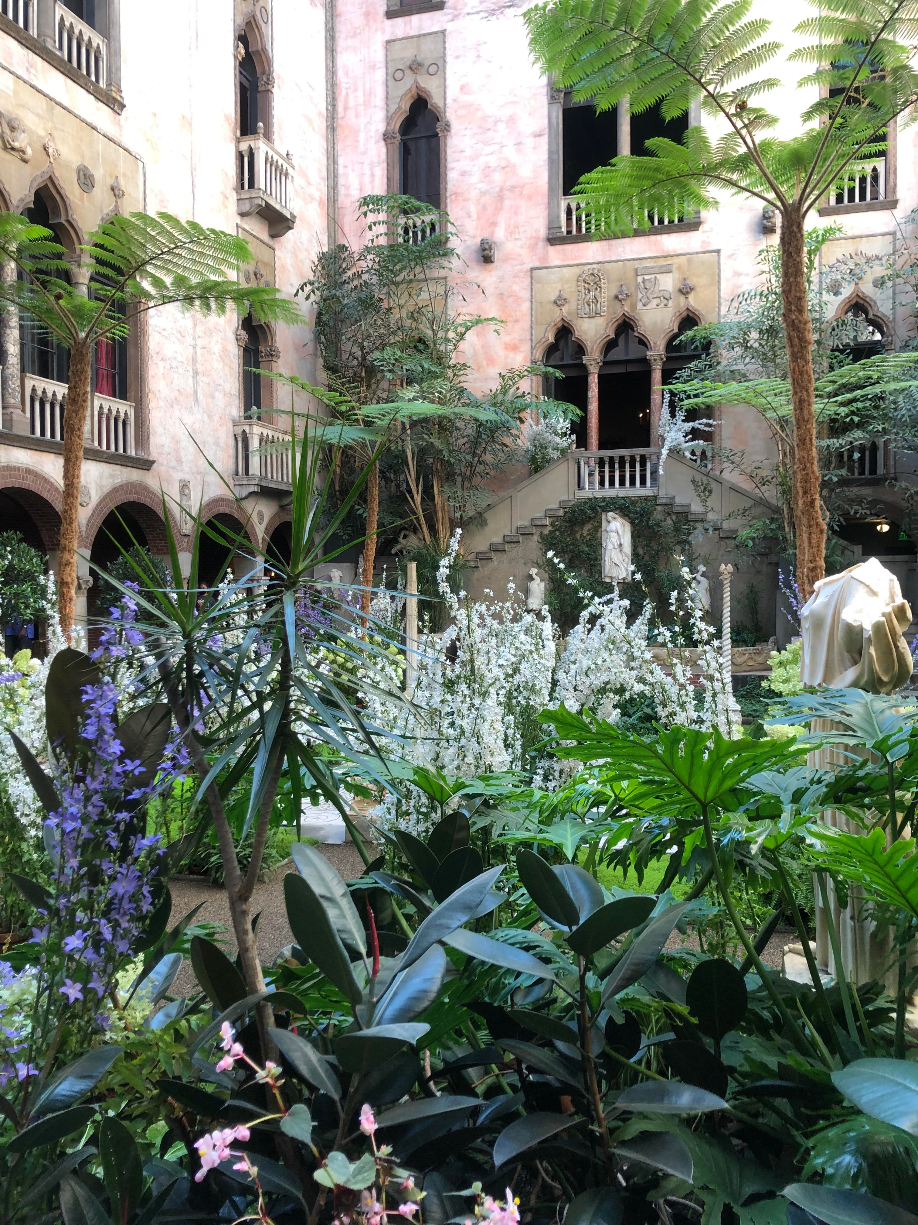 An inside garden in an art museum